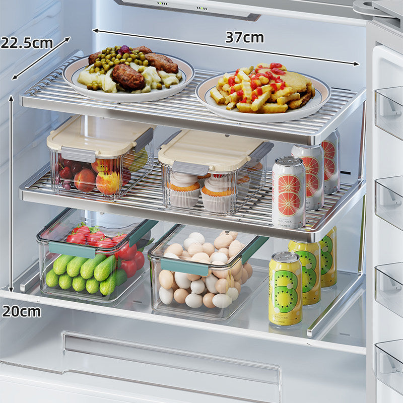 Doppelschicht Kühlschrank Regal Organizer Rack mit lamellierter Oberseite
