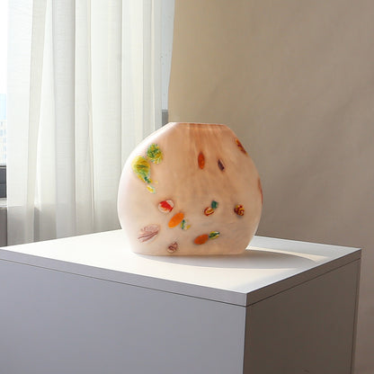 Handgeblasene skulpturale Flachprofil-Kunstglas-Vase Brehn