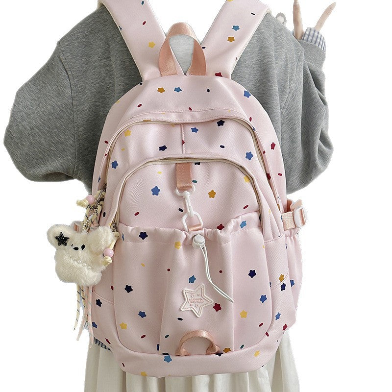 Rucksack mit Buntem Sternenmuster und Vielseitigen Fächern Brehn