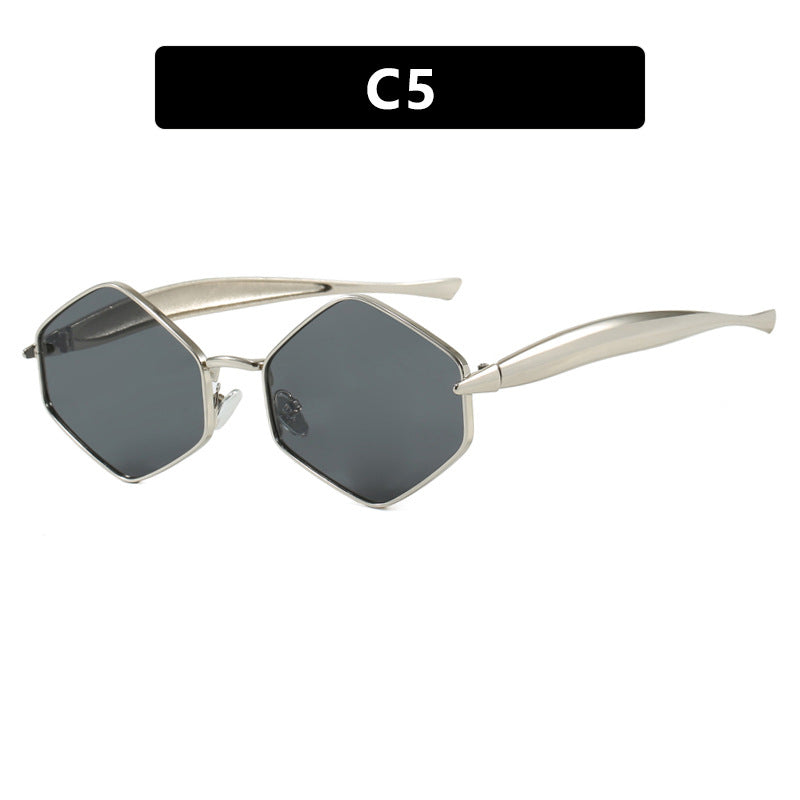 Damen hexagonale Sonnenbrille mit elegantem Metallrahmen und UV-Schutz Brehn