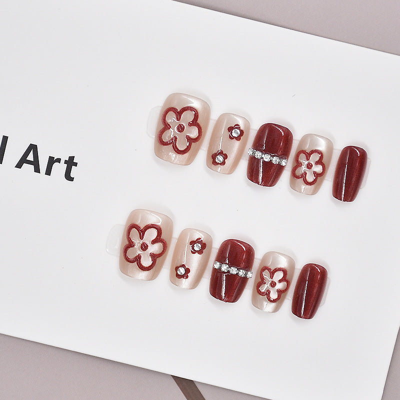 Florale dekorative Press-On Nagelset Brehn