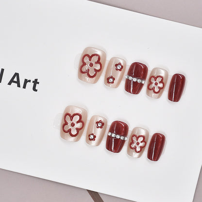 Florale dekorative Press-On Nagelset Brehn