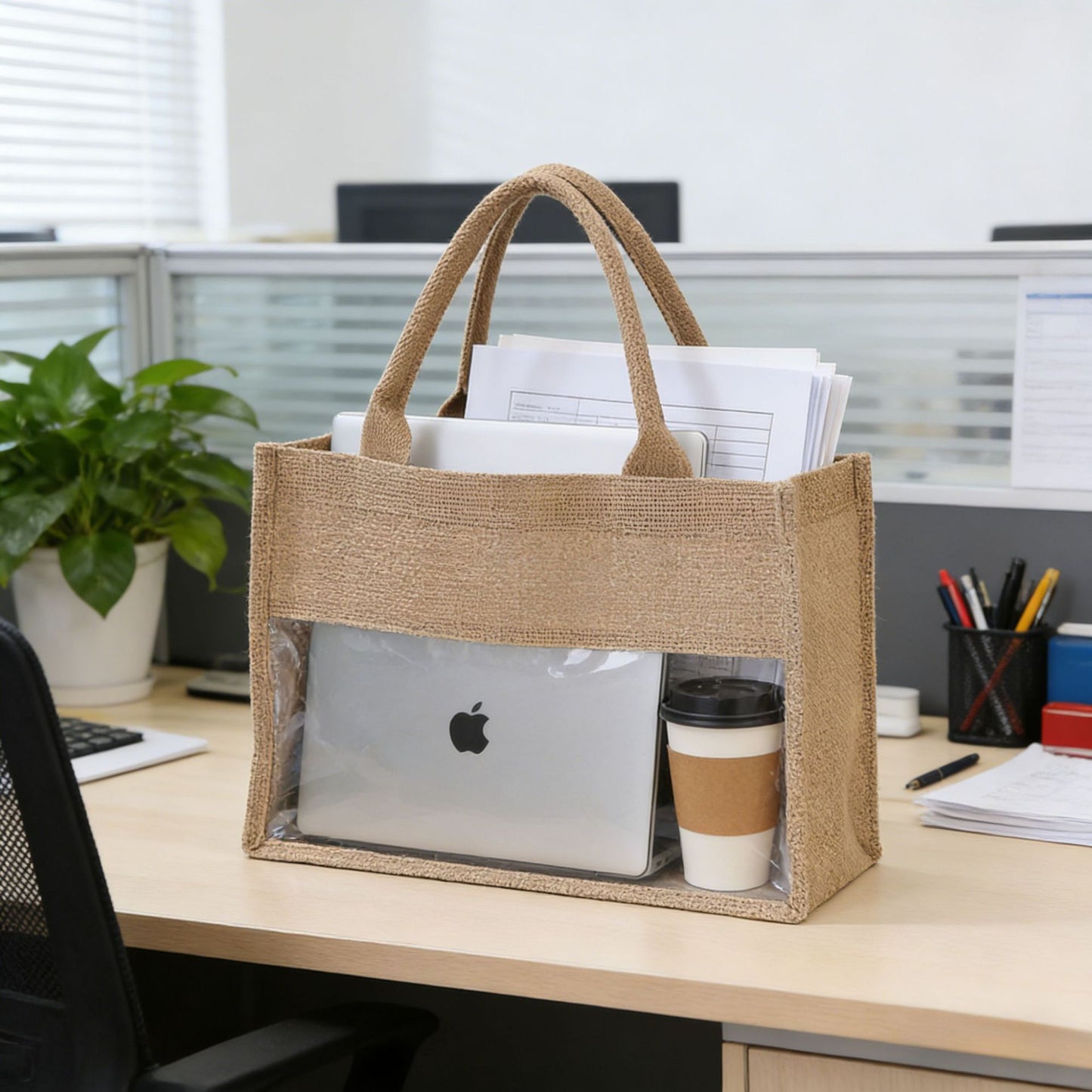 Einkaufstasche Aus Natürlichem Jute mit Netz-Design Brehn