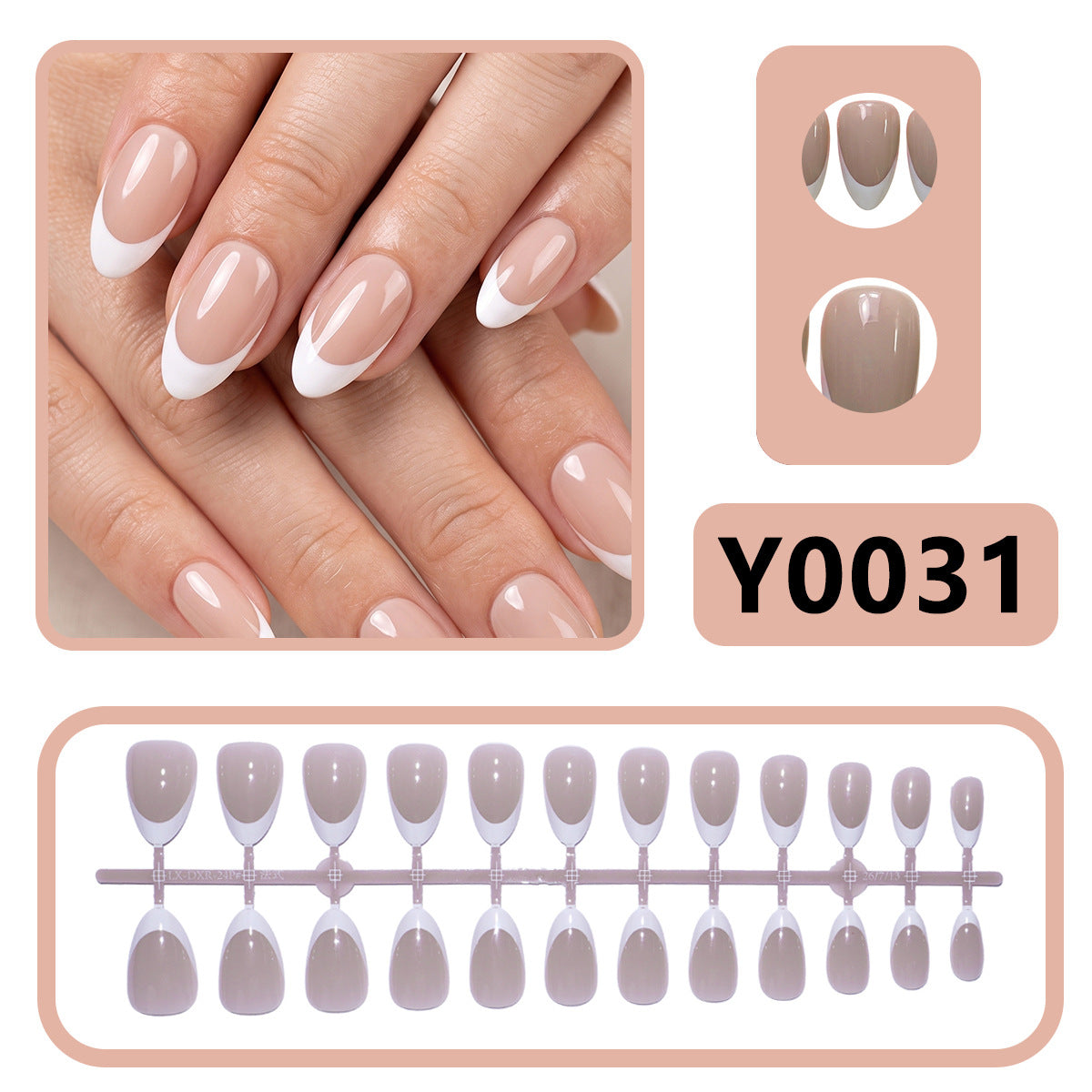 Elegantes Press-On-Nagel-Set mit französischem Spitzen-Design