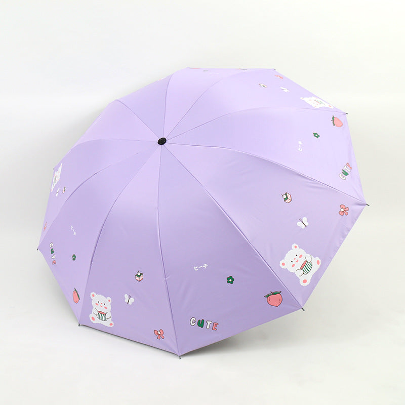 Damen Faltbarer Regenschirm mit verspieltem Bärendesign Brehn