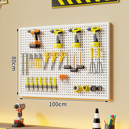 Wandmontierter perforierter Metallwerkzeug-Pegboard-Organizer mit Magnetstreifen und Mehrfachhaken
