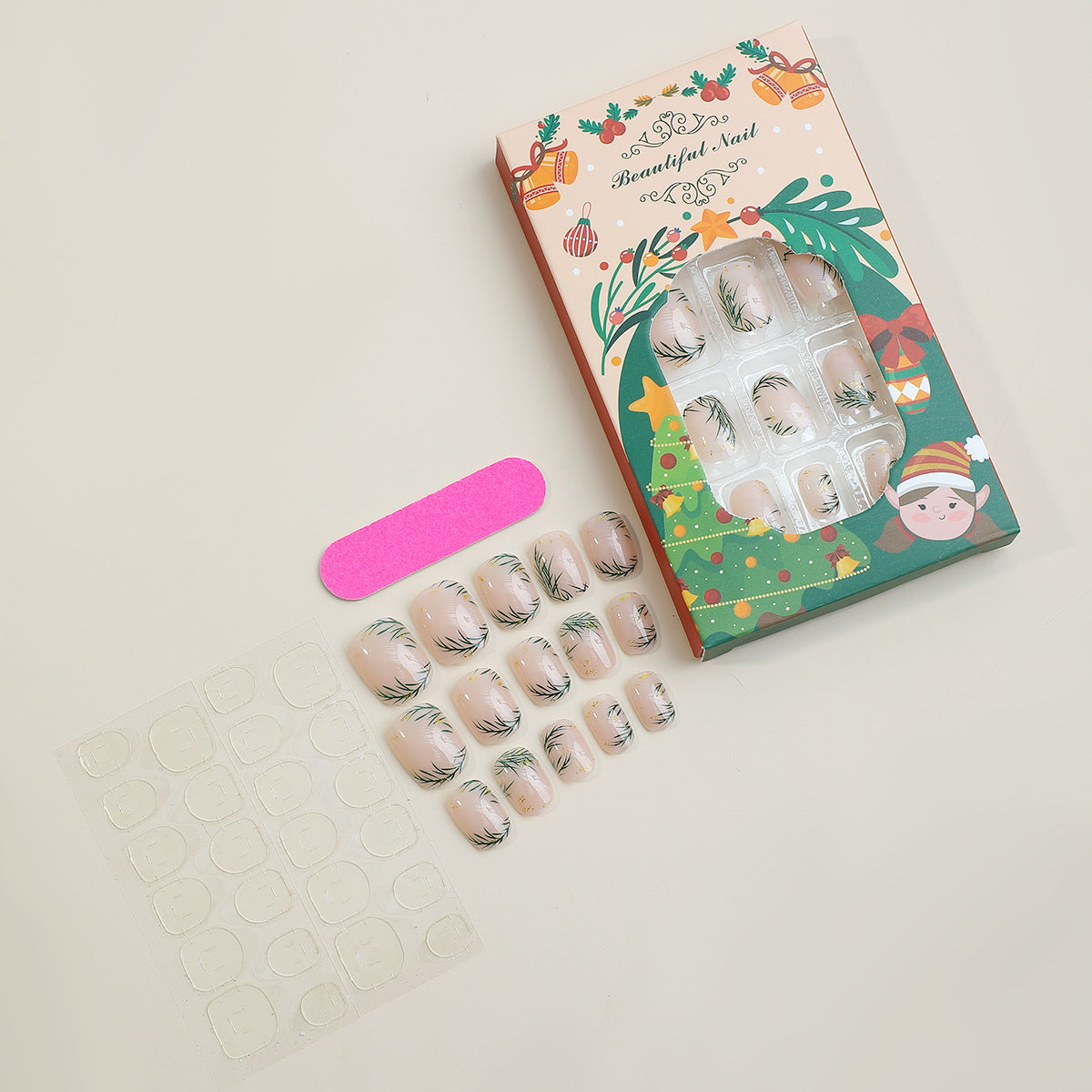 Dekoratives Press-On Nagelkunst-Set mit Feiertags-Themen-Designs Brehn