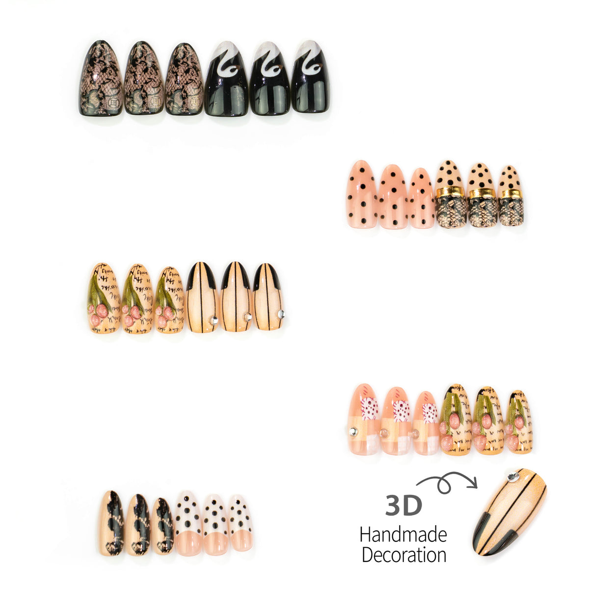 Künstlerisches Press-On Nagelset mit elegantem Design