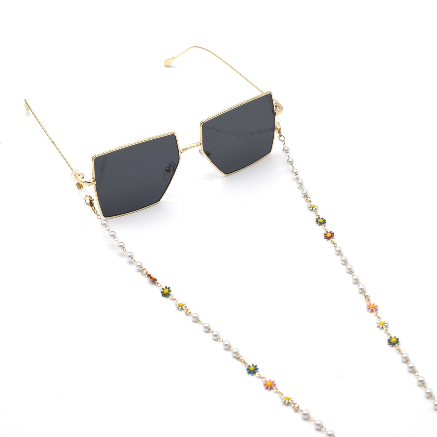 Elegante Perlen- und bunte Edelstein-Brillekette Brehn