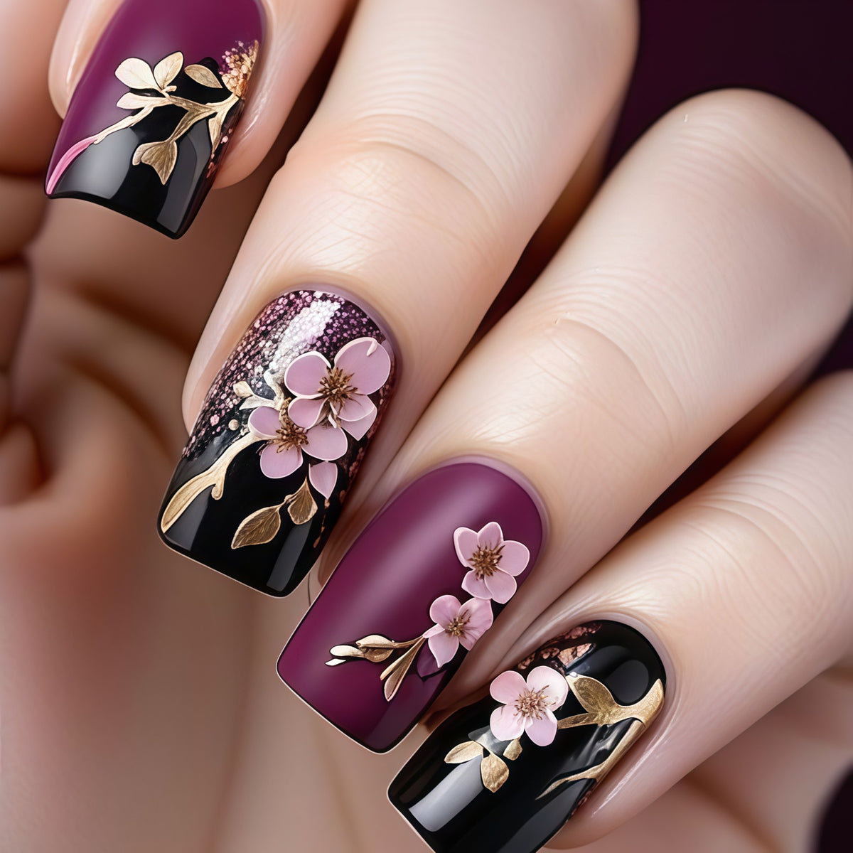 Kunstnägel mit eleganten floralen Akzenten Brehn