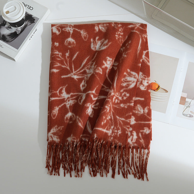 Damen Floral gemusterter Schal Brehn