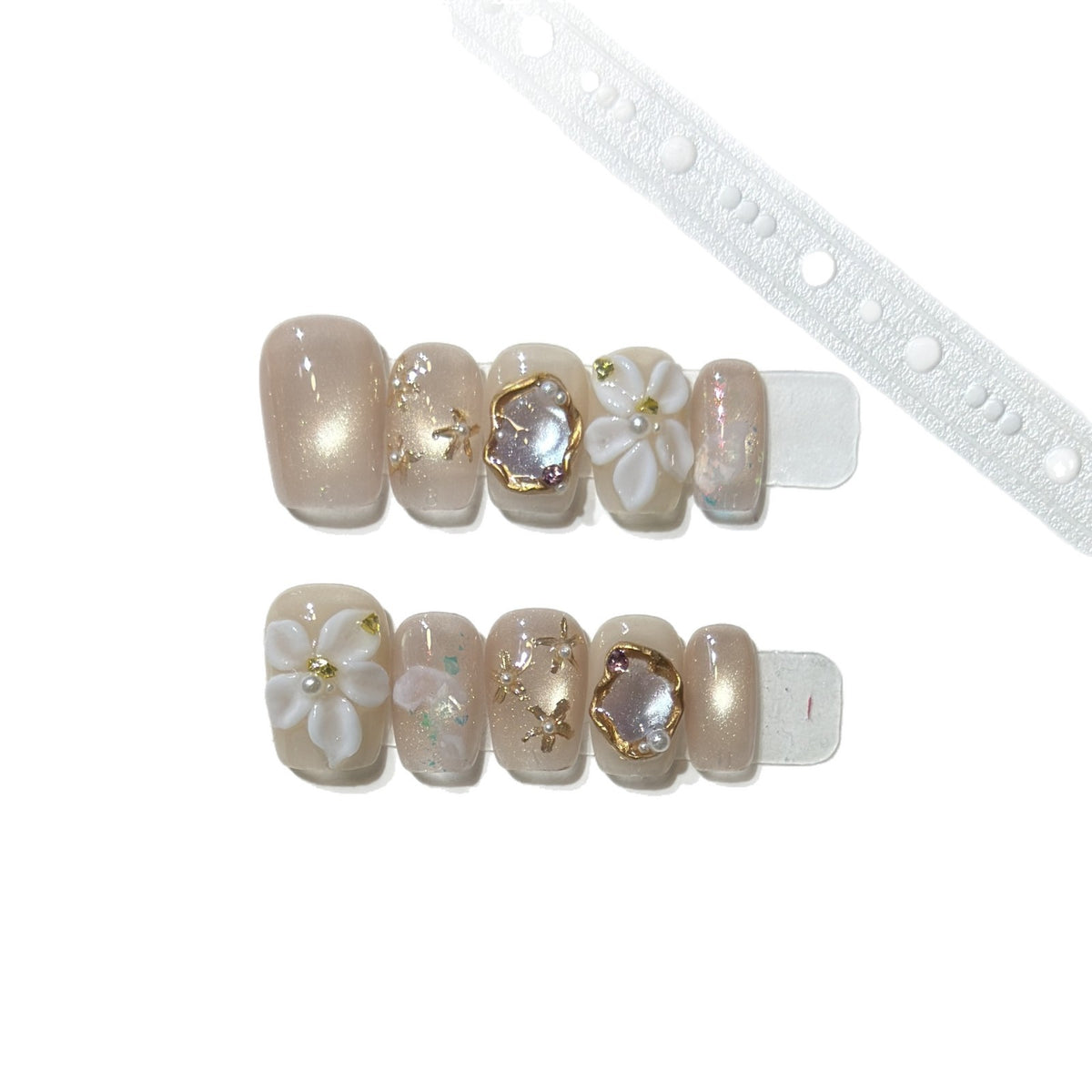 Elegantes Floral Press-On Nail Art Set Brehn