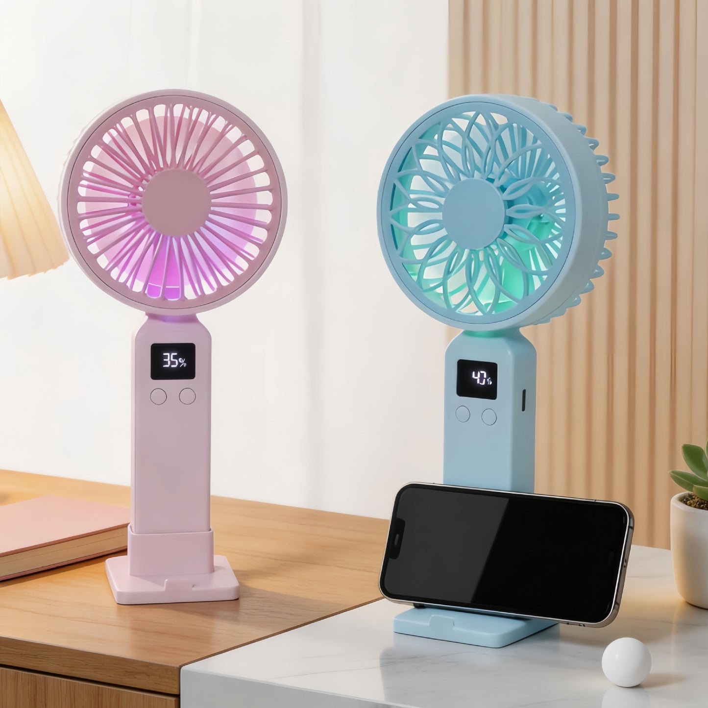 Damen Tragbarer Tischventilator mit Temperaturanzeige Brehn