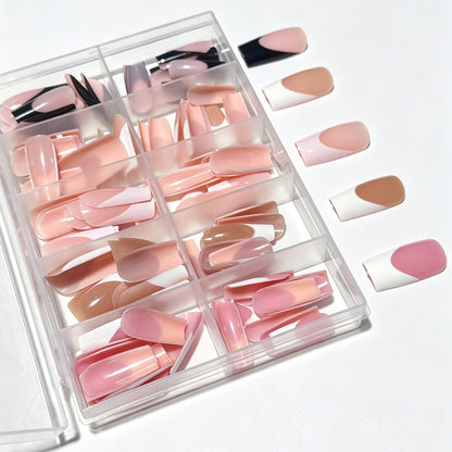 Gradient Französische Spitze Press-On Nagelset Brehn