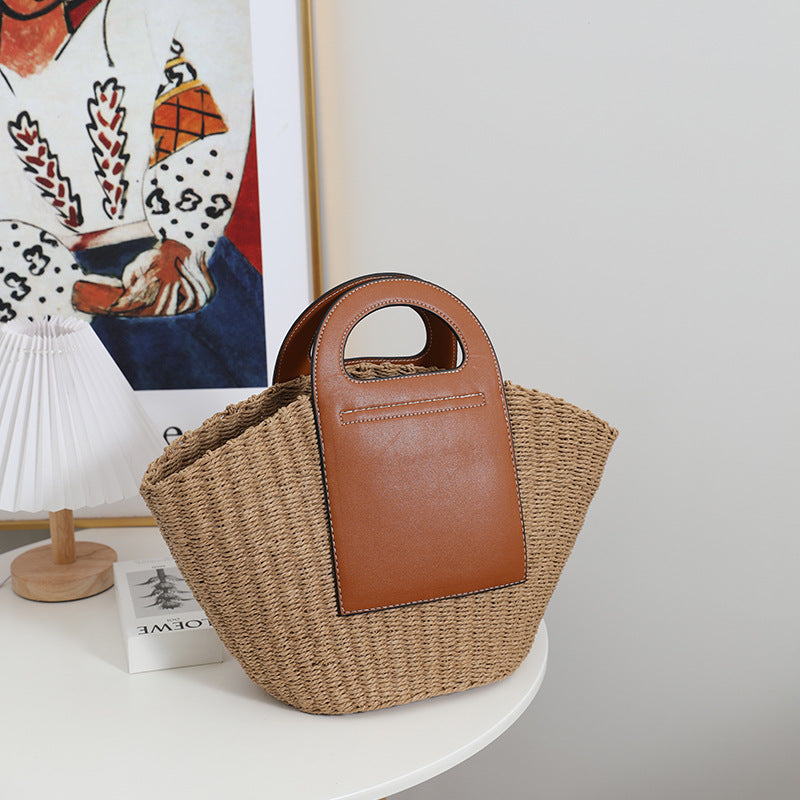 Modische Korbtasche mit Eleganten Lederakzenten Brehn
