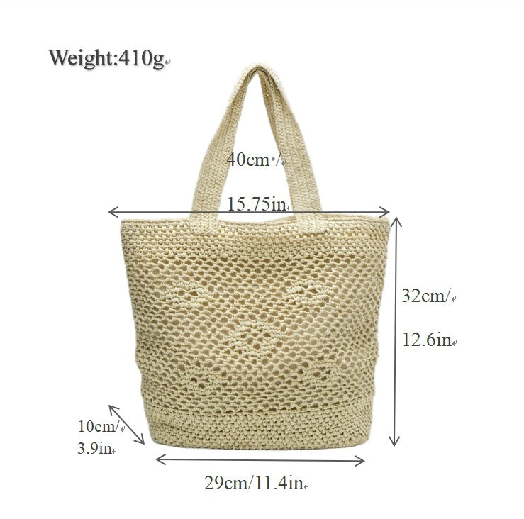 Große Makramee Tasche mit Lederakzenten Brehn