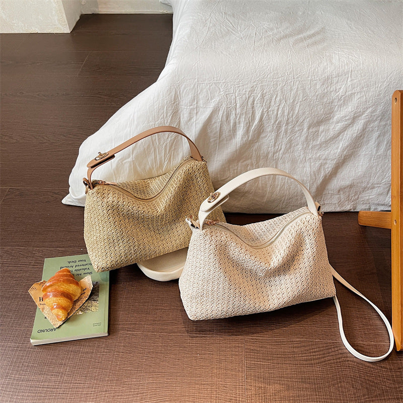 Elegante Strohtasche mit Abnehmbarem Schulterriemen Brehn