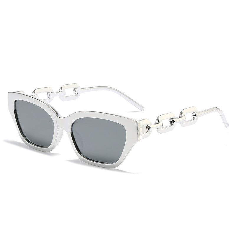 Damen modische Cat-Eye Sonnenbrille mit luxuriösem Kettenrahmen Brehn