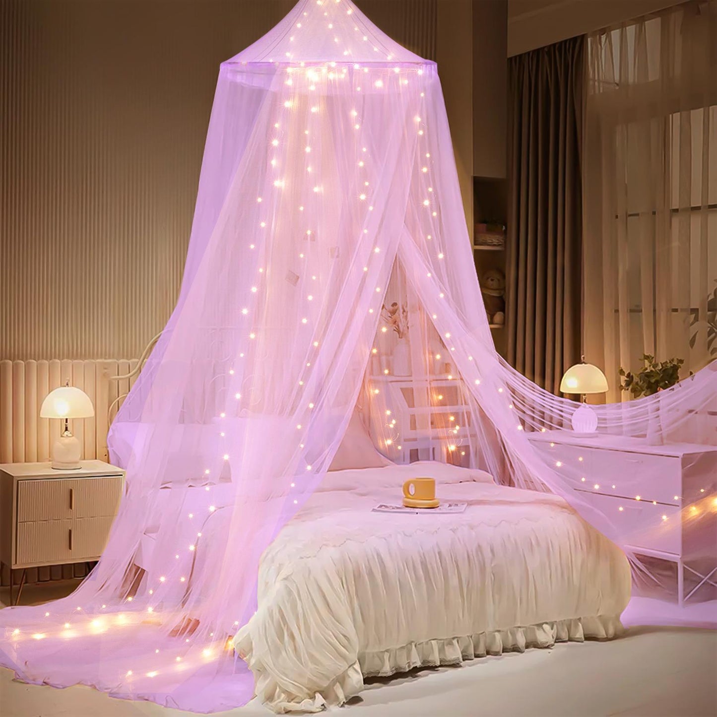 Verzauberndes Himmelbett Zelt mit LED-Lichtern Brehn