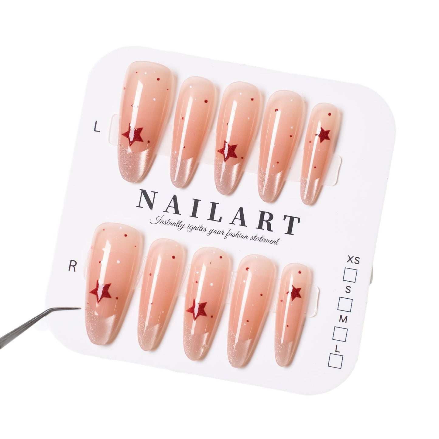Dekorativer Stern-akzentuierter Press-on-Nagelset Brehn