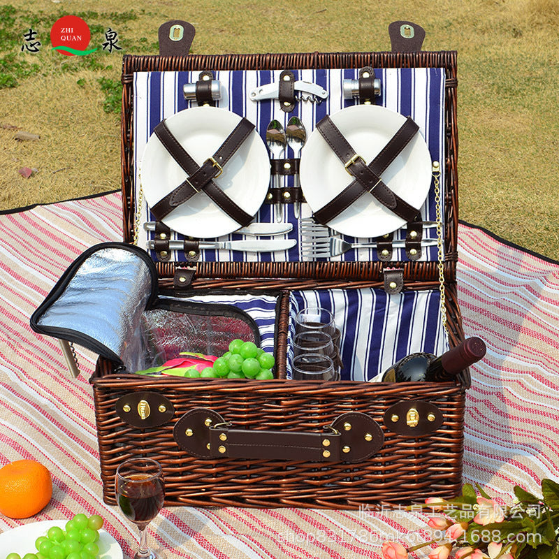 Damen luxuriöser Picknickkorb mit integriertem Geschirr-Set und isolierter Kühlfunktion Brehn