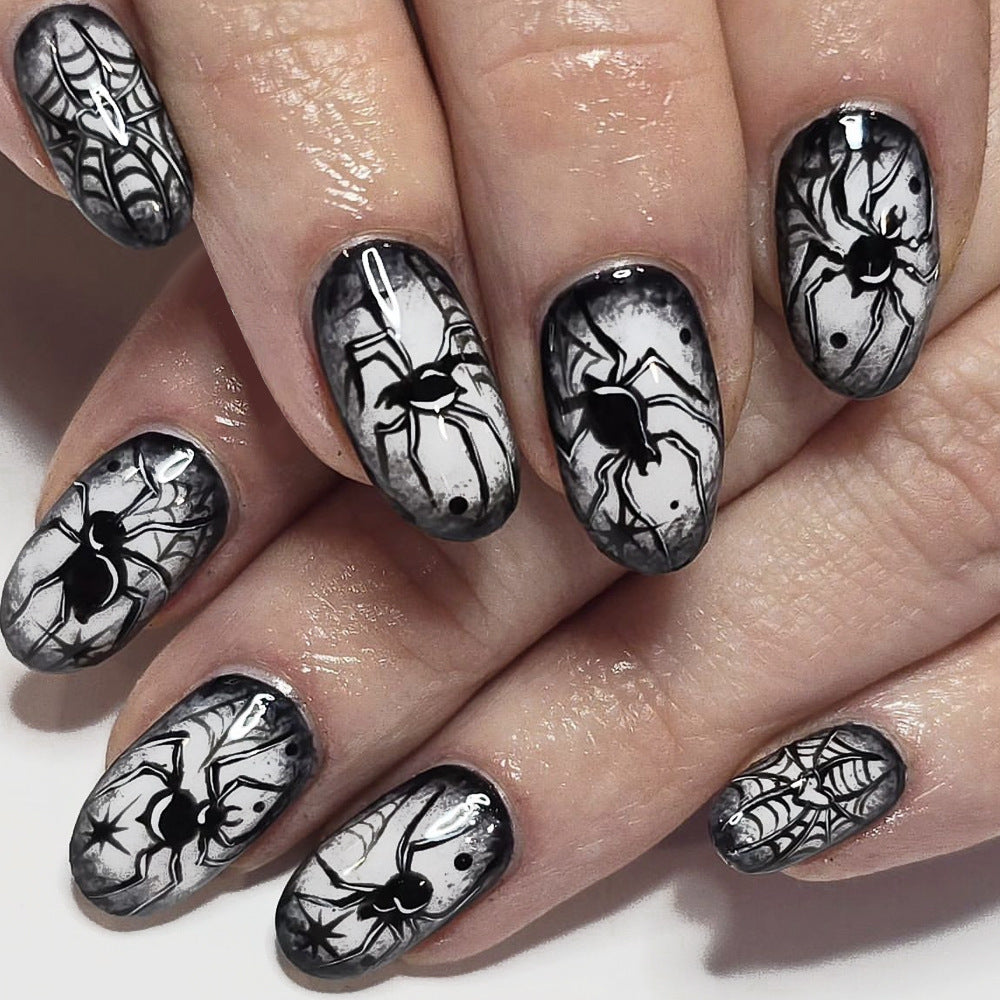 Creepy Spider-Themed Press-On Nail Art Set Brehn