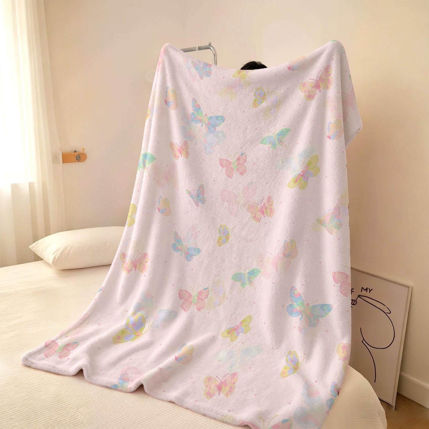 Gemütliche Schmetterlingsdruck Fleece-Wurfdecke