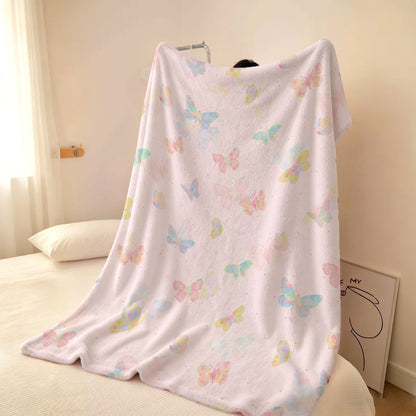 Gemütliche Schmetterlingsdruck Fleece-Wurfdecke