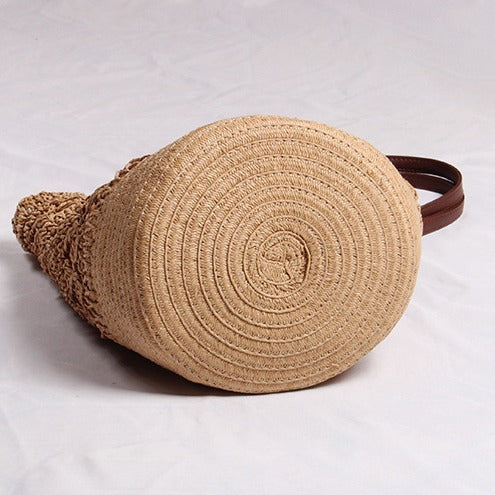Handgefertigte Basttasche mit Lederakzenten Brehn