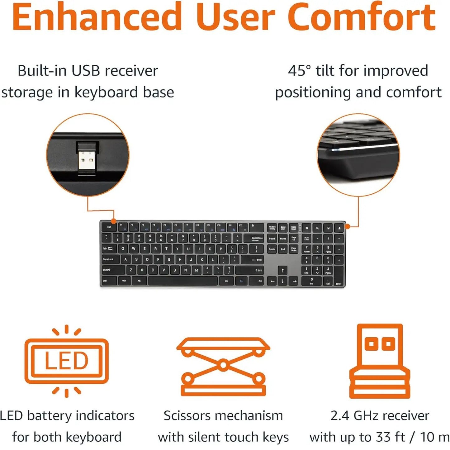 Ergonomisches Kabelloses Tastatur- und Maus-Set Brehn