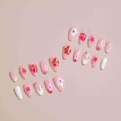 Elegantes florales Design Press-On-Nagelset Brehn
