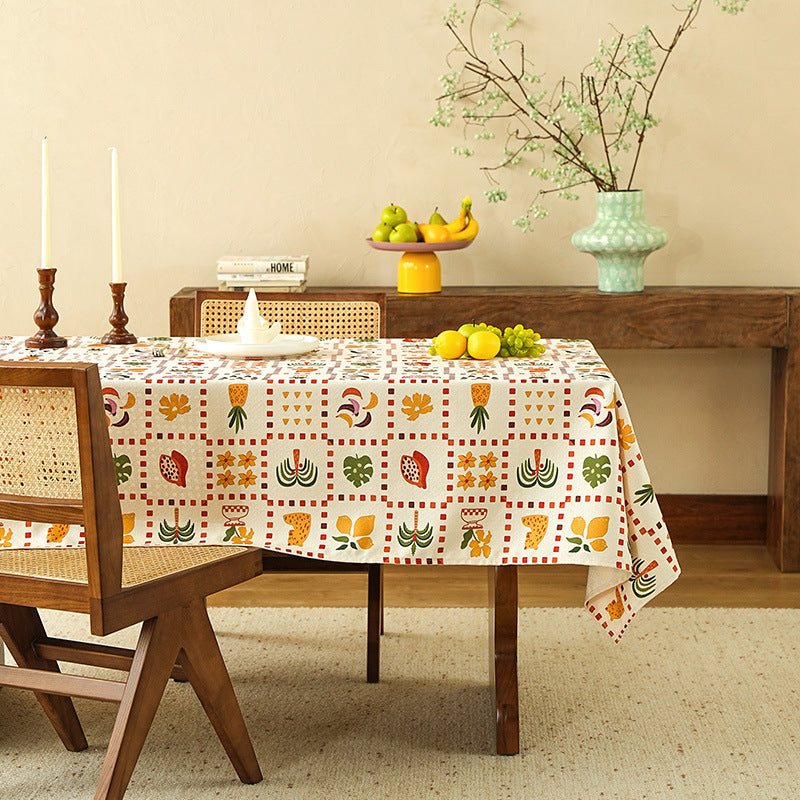 Rechteckige Tischdecke mit retro-inspiriertem Kachelmuster und Baumwollmischung Brehn