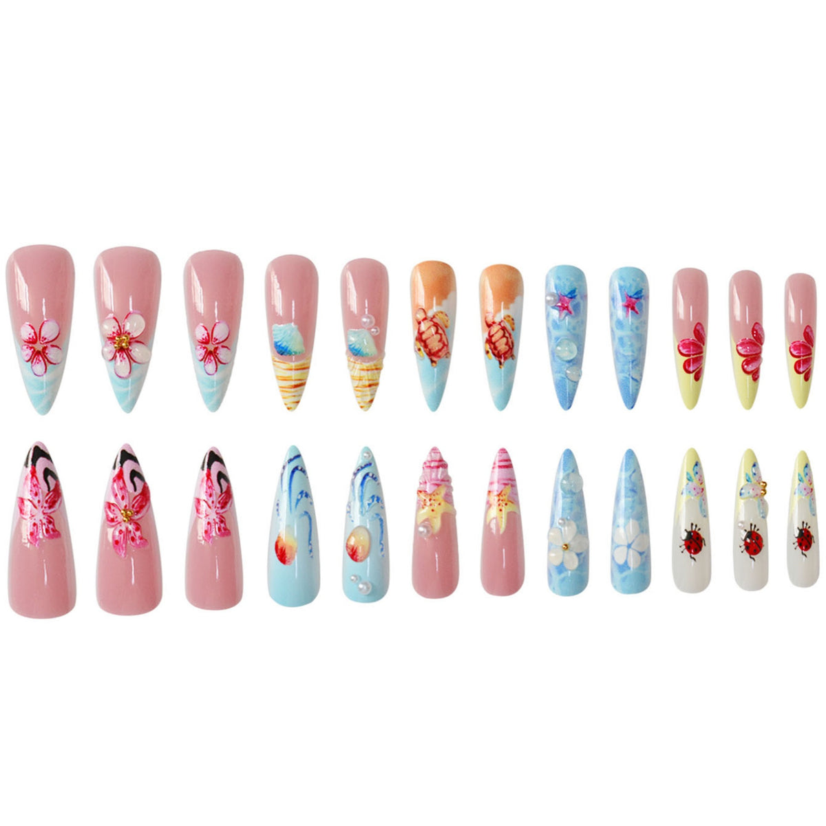 Künstlerisch vom Ozean inspiriertes Nagelkunst-Enhancements Brehn