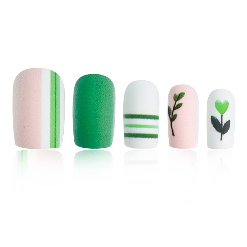 Künstlerisches botanisches Press-On-Nageldesign-Set Brehn