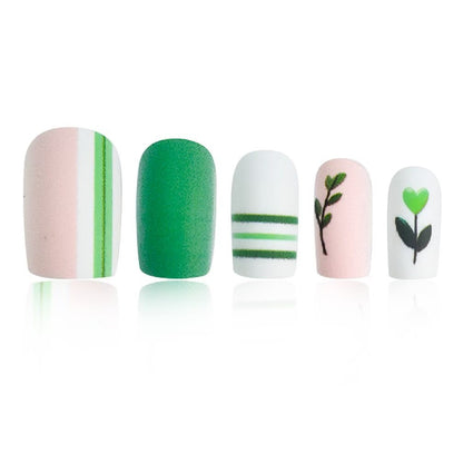 Künstlerisches botanisches Press-On-Nageldesign-Set Brehn