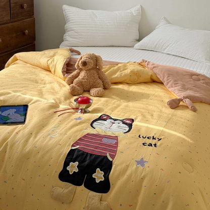 Kuschelige Kinder-Steppdecke mit niedlicher Hunde-Applikation