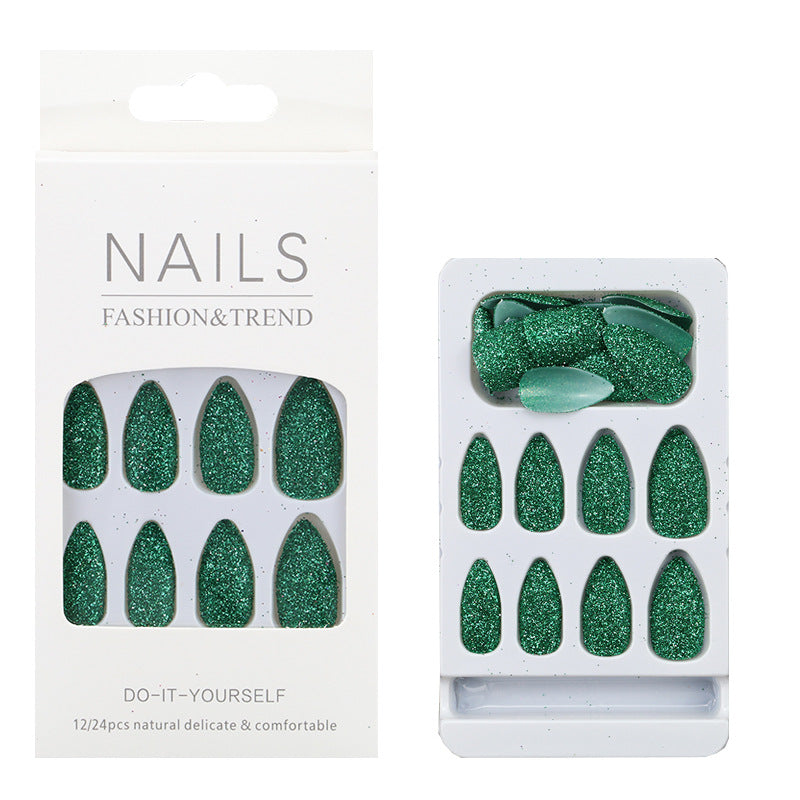 Glitzernde mandelförmige Press-On Nagelspitzen Brehn