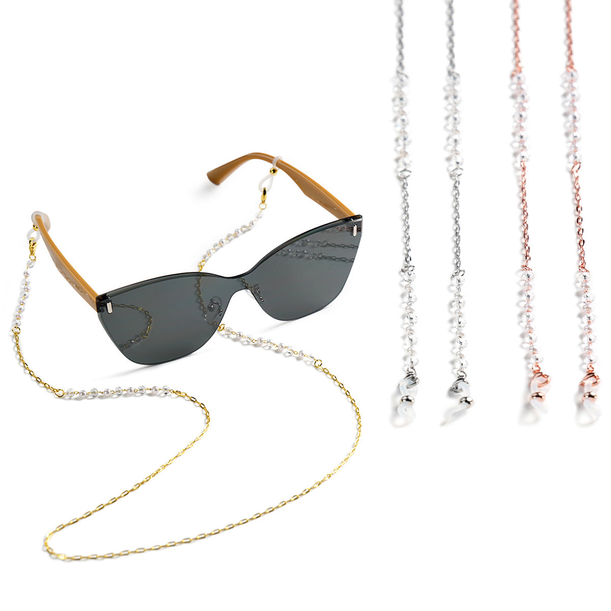 Elegante, perlenverzierte Brillenkette Brehn