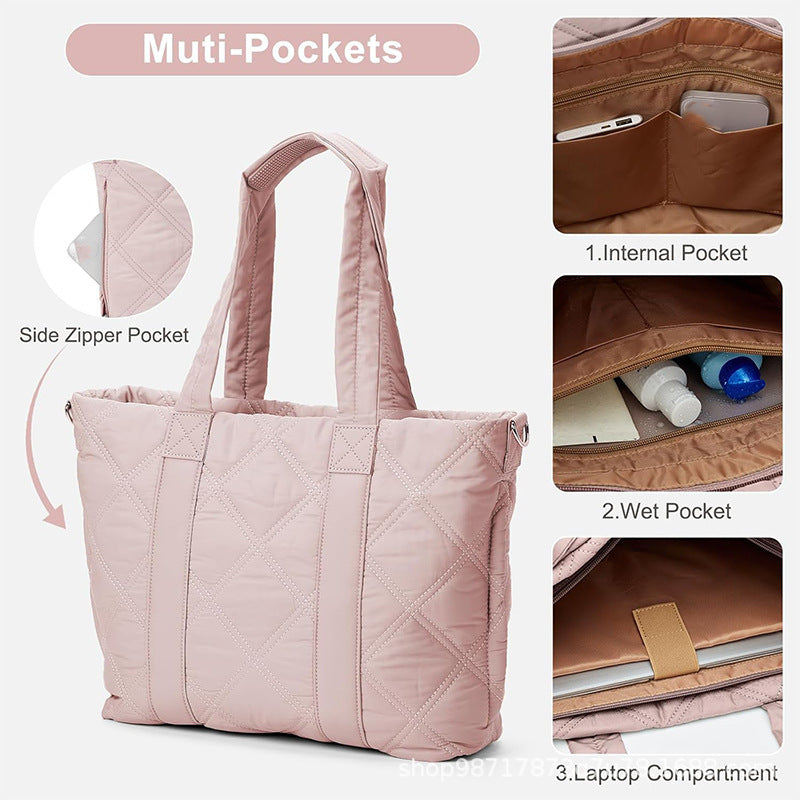 Elegante und Vielseitige Stoffhandtasche mit Abnehmbarem Kosmetiktäschchen Brehn