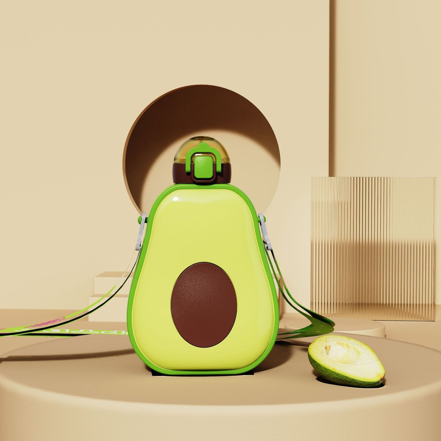 Damen kreative Avocado-Trinkflasche mit Trageschlaufe Brehn