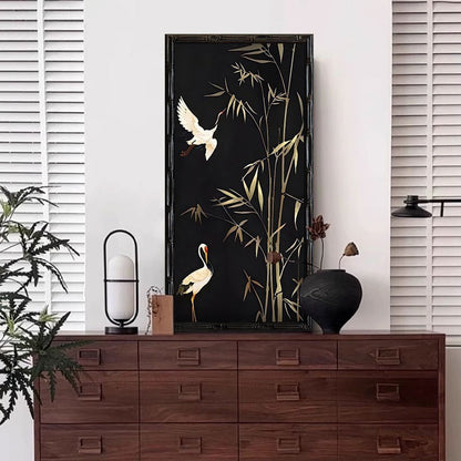 Bambus-inspiriertes gerahmtes Vogel Wandkunst
