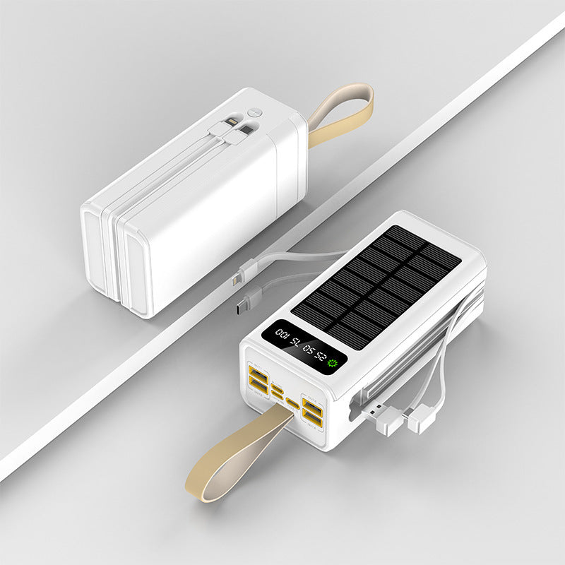 Solar-Powerbank mit integrierten Ladeanschlüssen und digitaler Anzeige Brehn