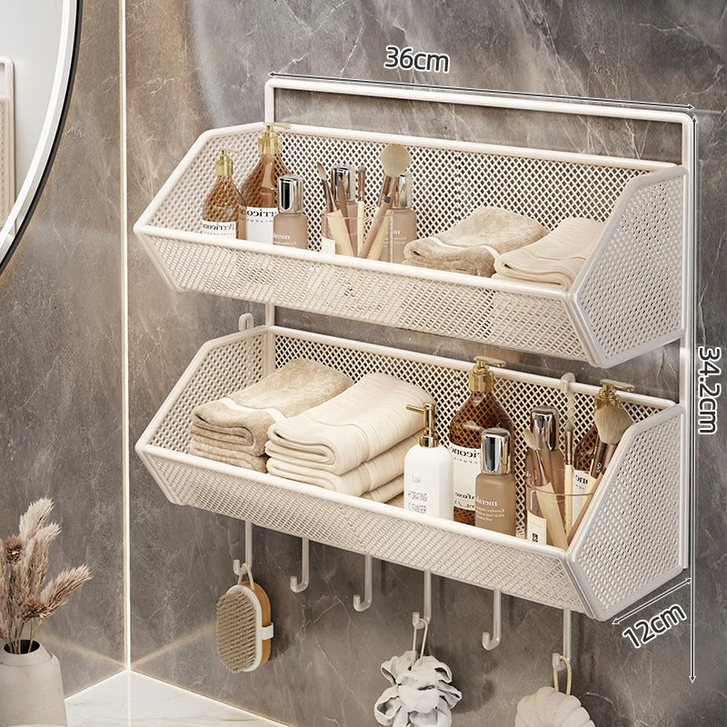 Wandmontierter Mesh-Badezimmer-Organizer-Regal
