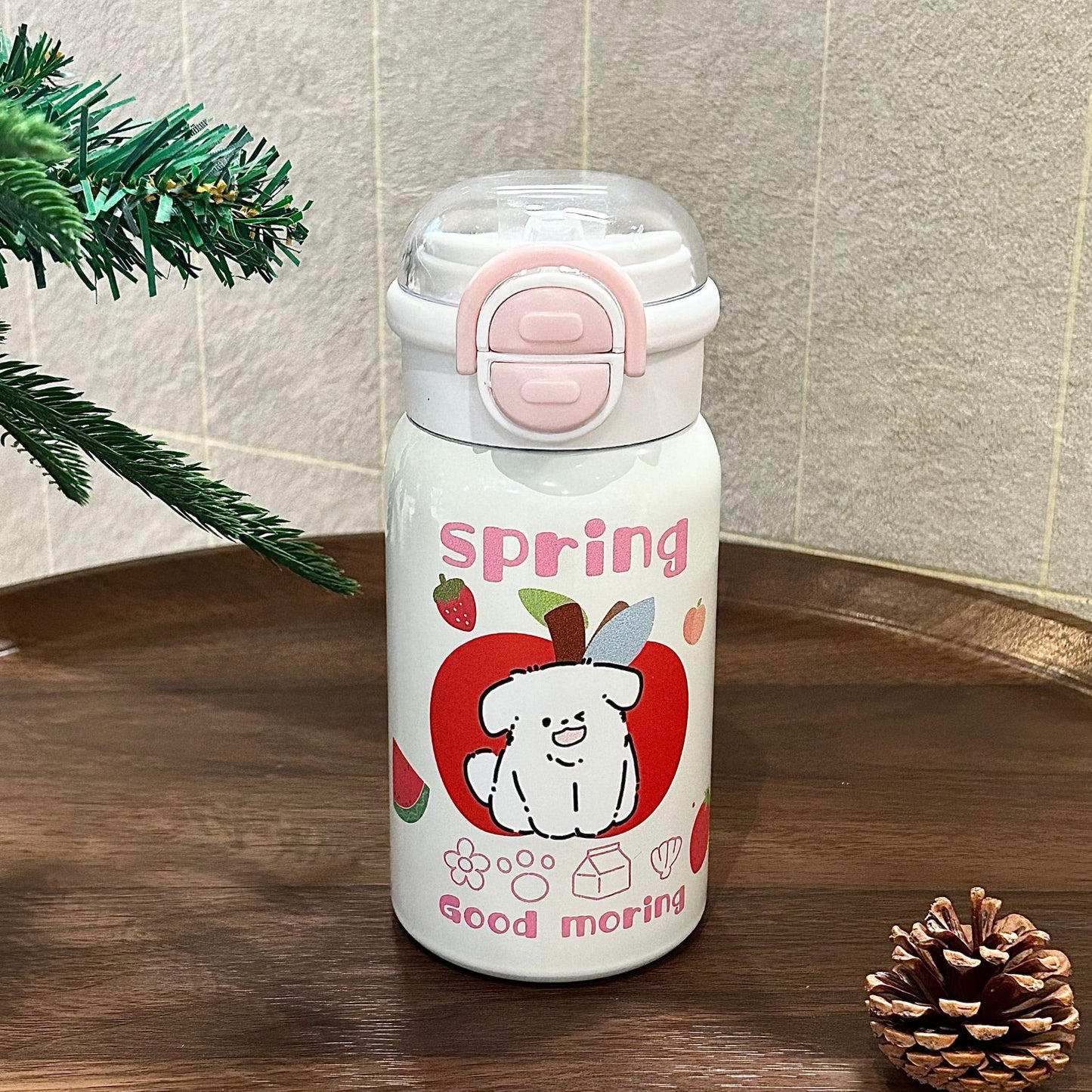 Damen Isolier-Trinkflasche mit integriertem Sicherheitsverschluss und fröhlichem Tierdesign Brehn