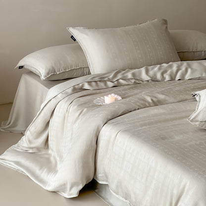 Baumwoll-Satin Bettbezug Set mit subtiler Jacquard-Textur und Kantenpaspel