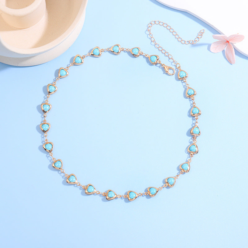 Herzförmige Edelstein Choker Halskette Brehn