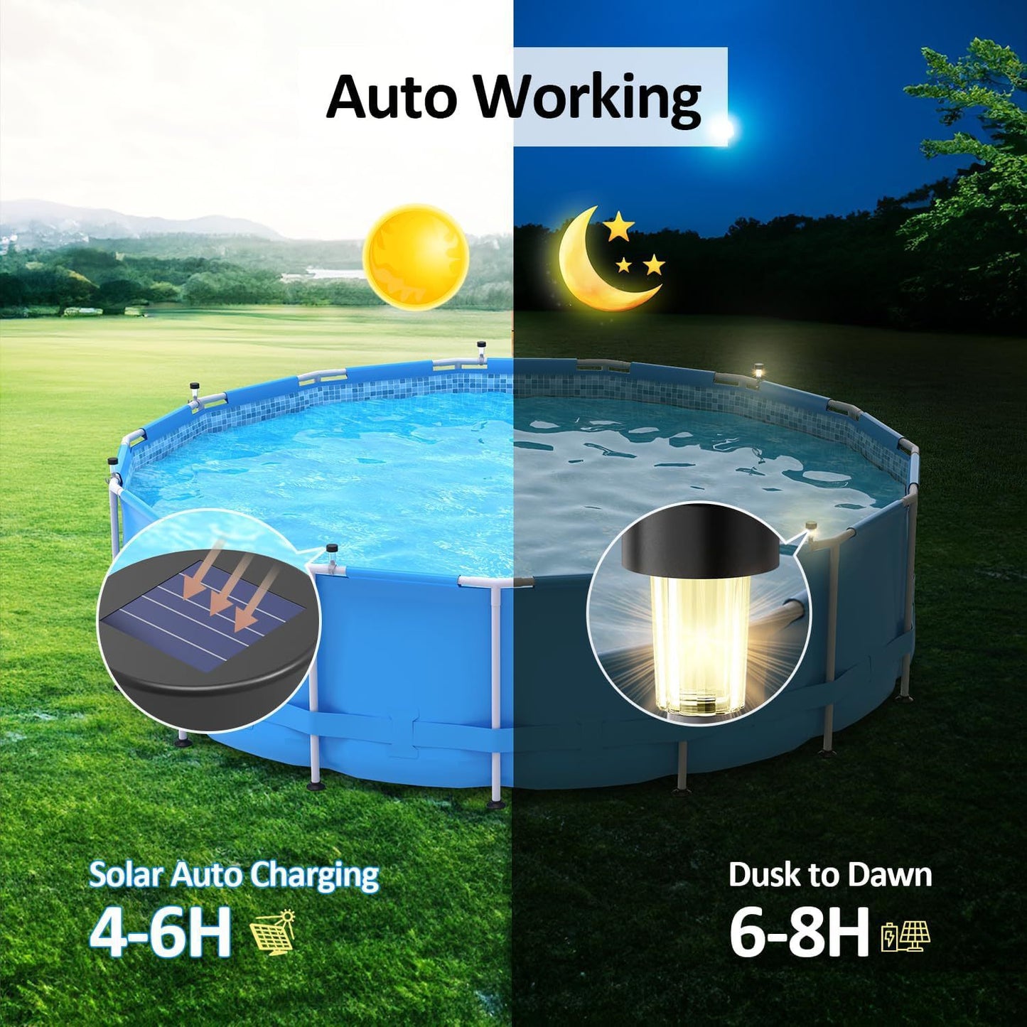Solarbetriebene LED Clip-On oberirdische Poolrandlichter mit wasserdichten langlebigen Montagesockeln