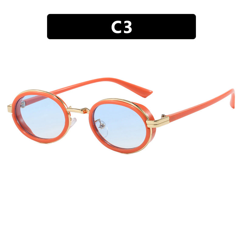 Damen runde Sonnenbrille mit leichten Gläsern und goldenen Akzenten Brehn