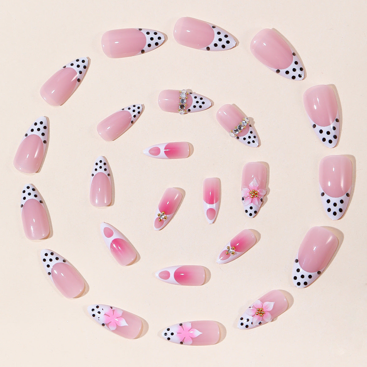 Florale Akzent Stiletto Nagelkunst Extensions Brehn