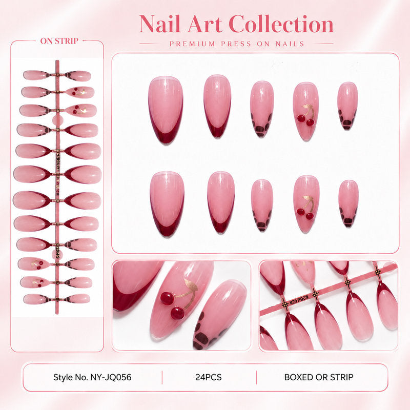 Elegante Kunstnägel mit Kirschdesign Brehn